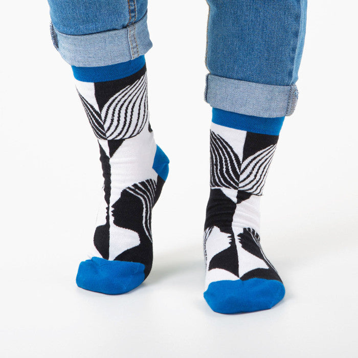 blue white and black Socks