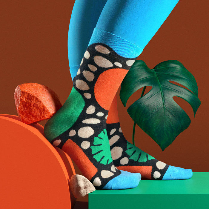 design set featuring orange jazzy socks