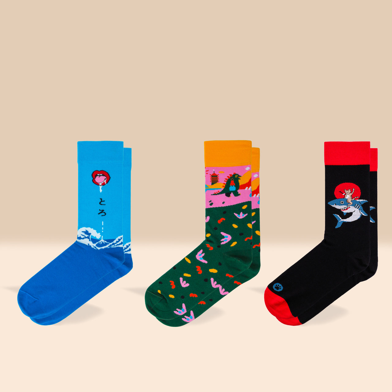 Japan in Three Socks. A Playful 3-Pair Collection