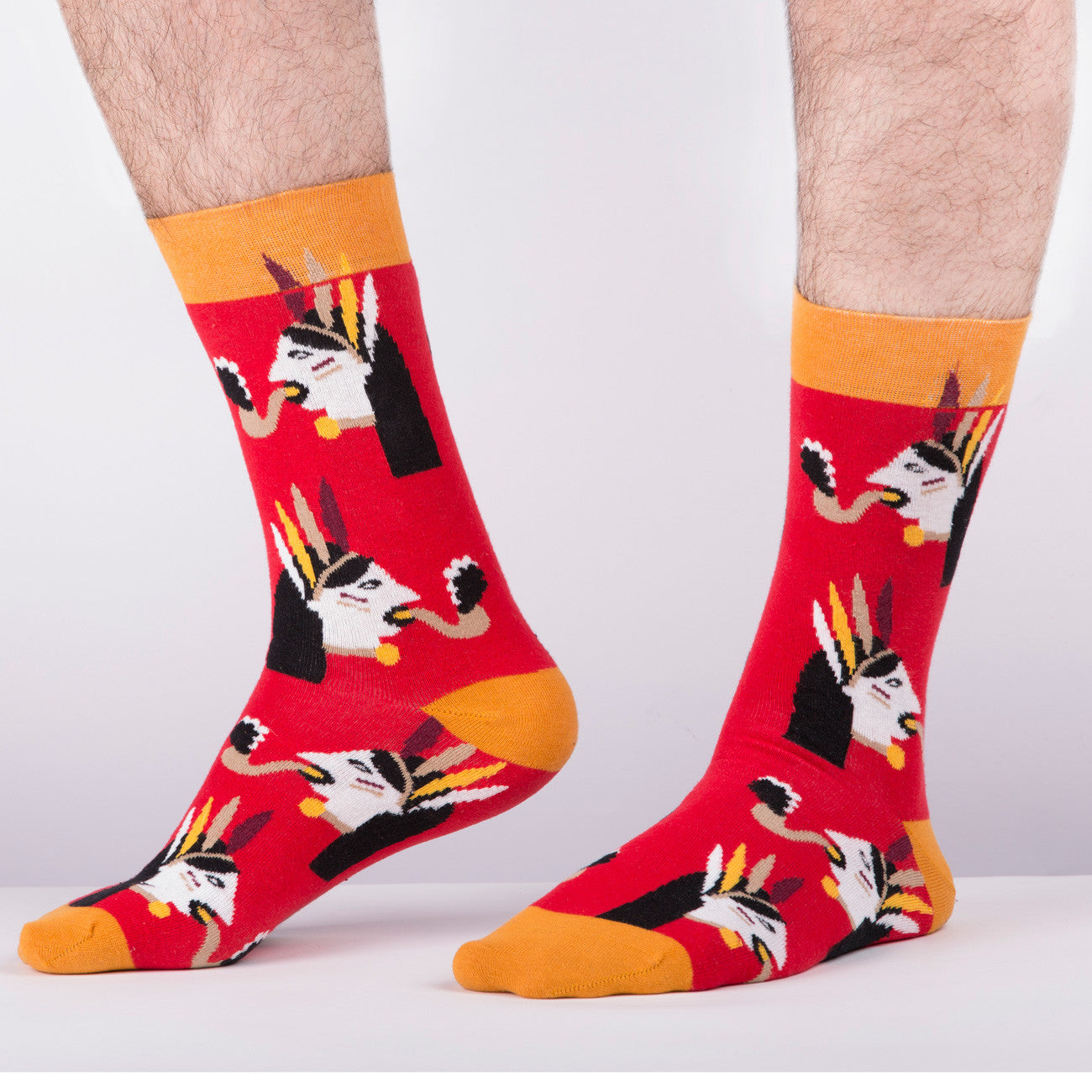 Red Nord Snake Indian. Look Mate London. Men socks. Side View.